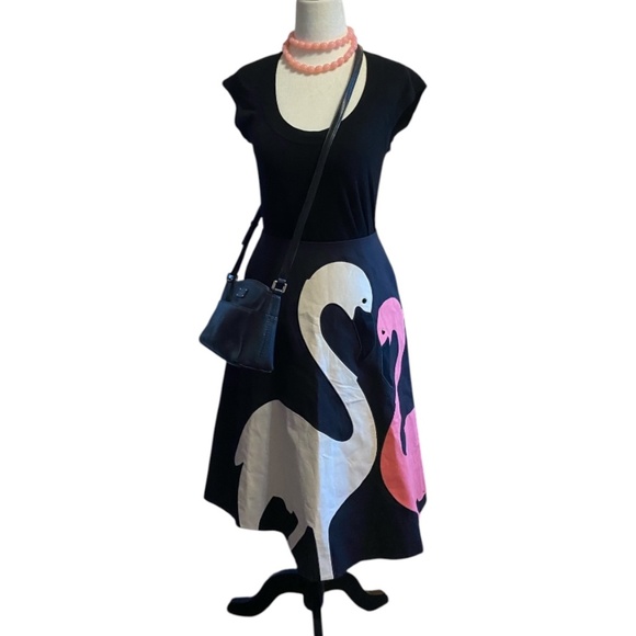 Kate Spade Cotton retro style a-line midi flamingo skirt. Sz 2 - Picture 6 of 16